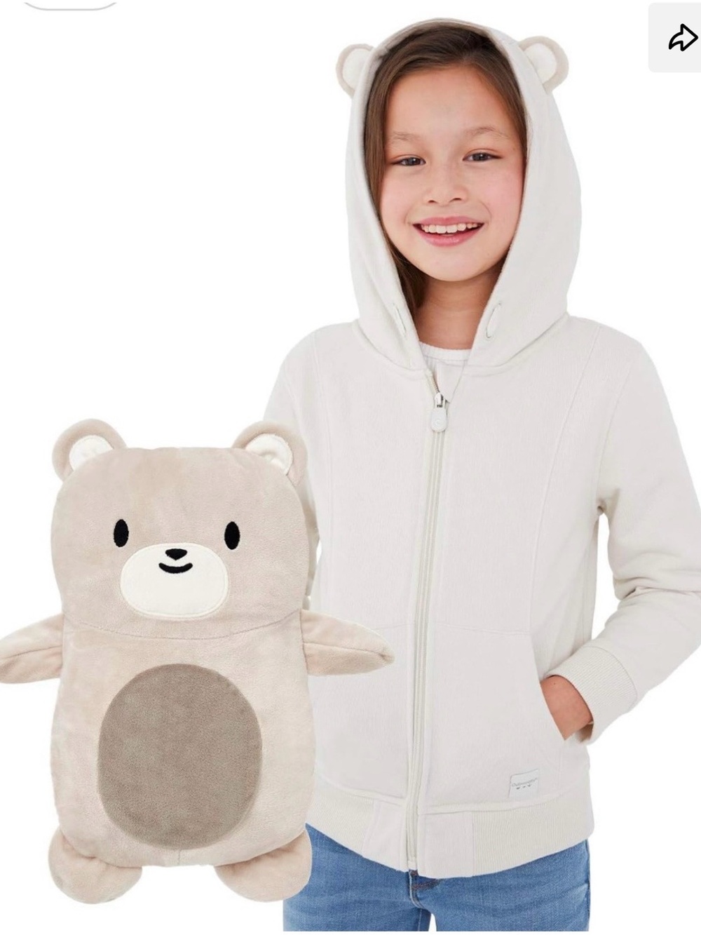Cream Bear Plush Pillow Backpack for Kids
